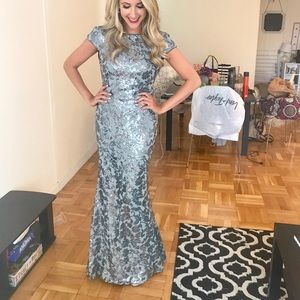 Calvin Klein grey sequins gown long dress wedding